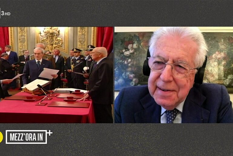 Mezz’ora in più, Mario Monti “Il mio compito era evitare fallimento finanziario”. Incredibile si autoelogia: “Respingo al mittente dichiarazione di fallimento”