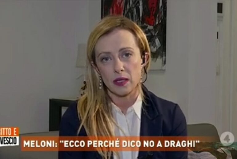 Dritto e Rovescio, la Meloni annienta Arcuri sulle Primule: “Ho denunciato al professor Draghi lo scandalo padiglioni”