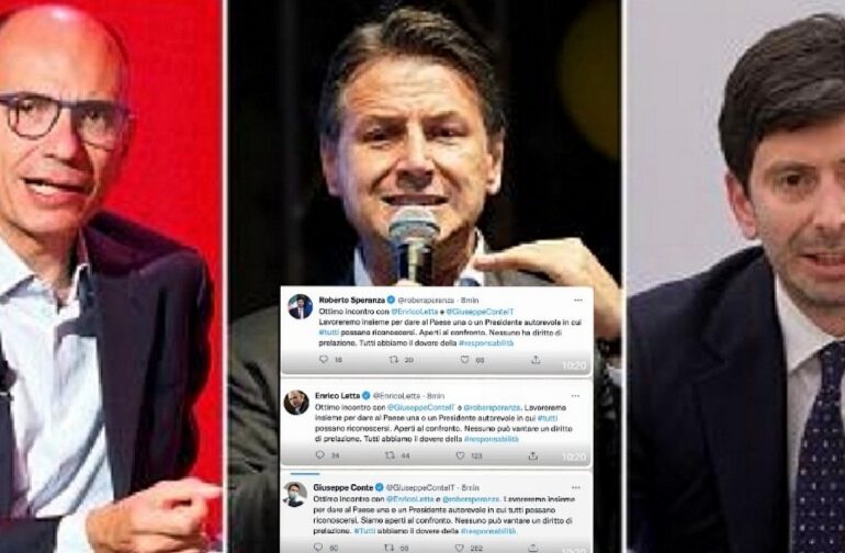 Quirinale, il ridicolo tweet fotocopia del trio Conte-Letta-Speranza fa sbellicare il web