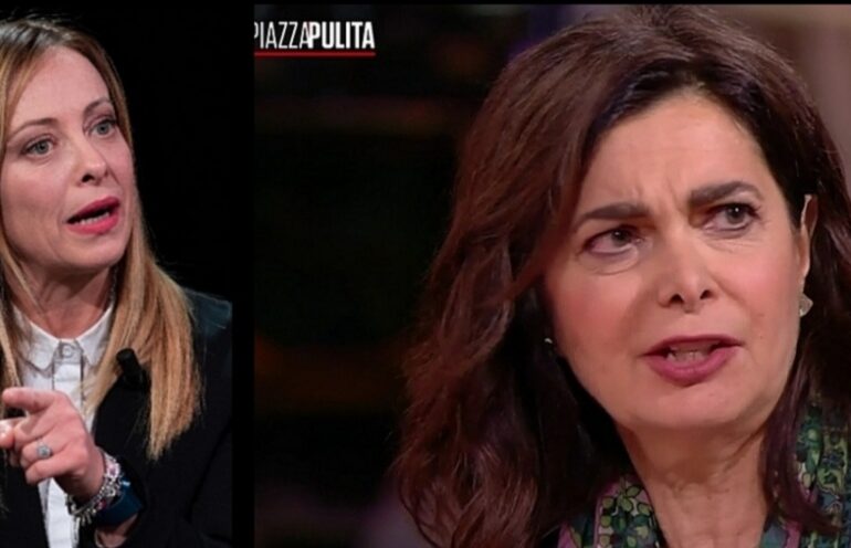 PiazzaPulita, il fango della Boldrini su Giorgia Meloni, ira in tv: “Vi dico perché non deve governare…”