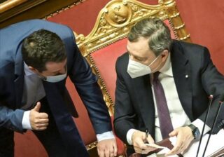 Draghi e Salvini al Senato 