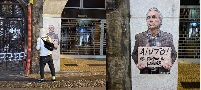 "Aiuto, ho perso il lavoro". Tutto da godere: Marco Travaglio, murales-sfottò a Padova| Foto